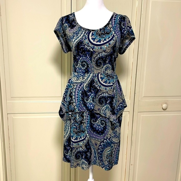 J.B.S ltd Women’s Paisley Peplum Sheath Dress Size 12 - Picture 1 of 9